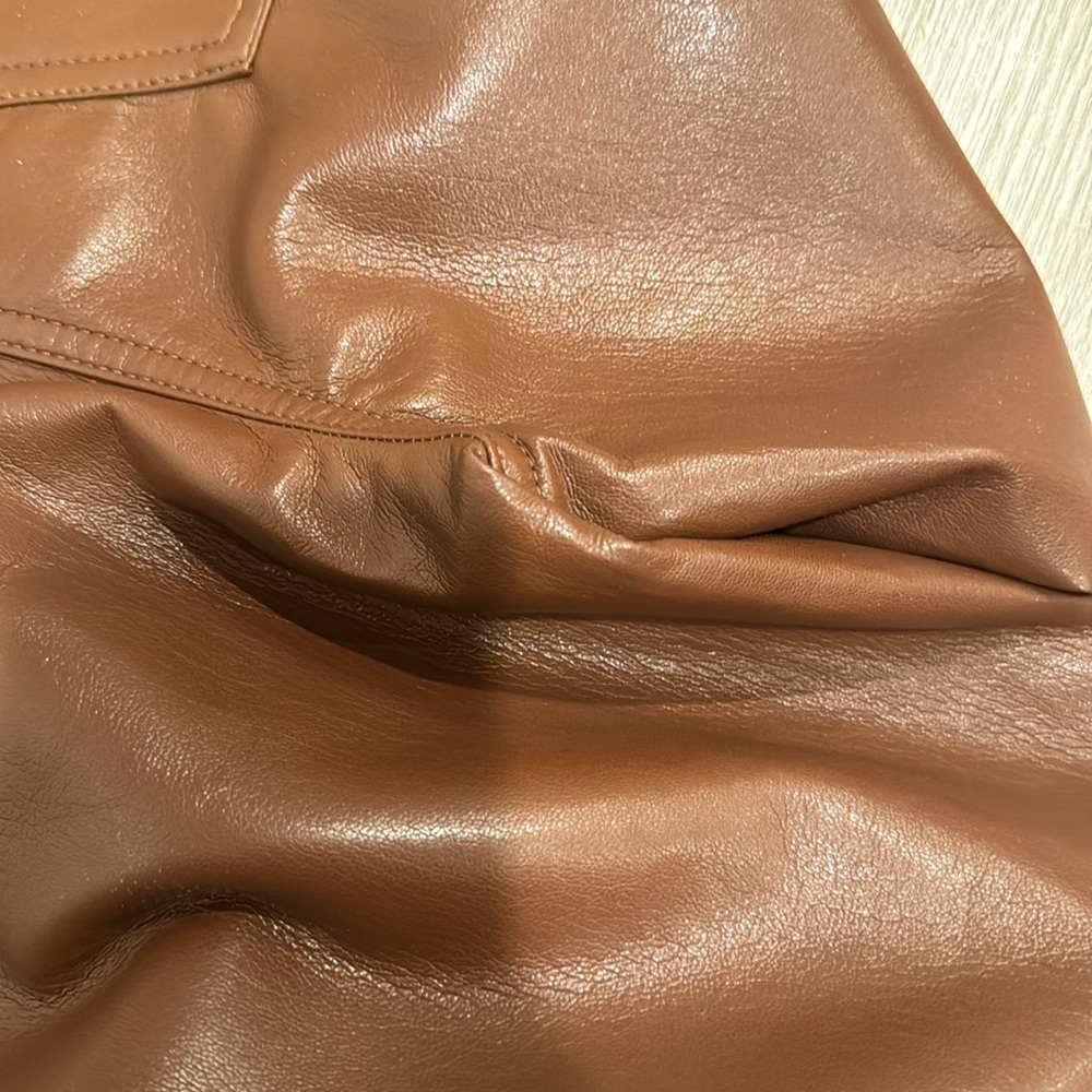 Aritzia Melina Cognac Brown Faux Leather Pants - Picture 4 of 6